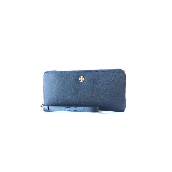 TORY BURCH Wallet Large Blue Wristlet Wallet Organizer - Picture 1 of 12